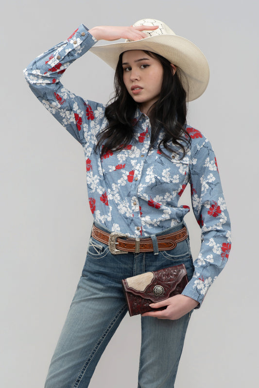 Outback King | Cowgirl Classic Shirt | Hibiscus Longhorn