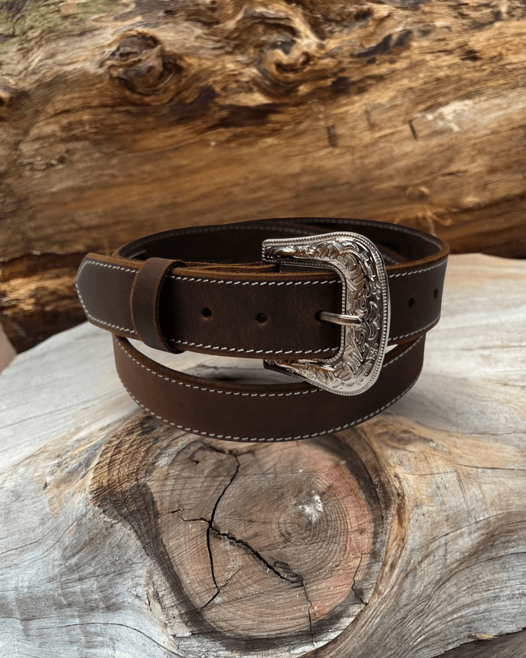 Outback King | Frontier Belt | Stitched Mahogany