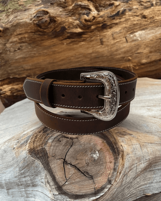 Outback King | Frontier Belt | Stitched Mahogany