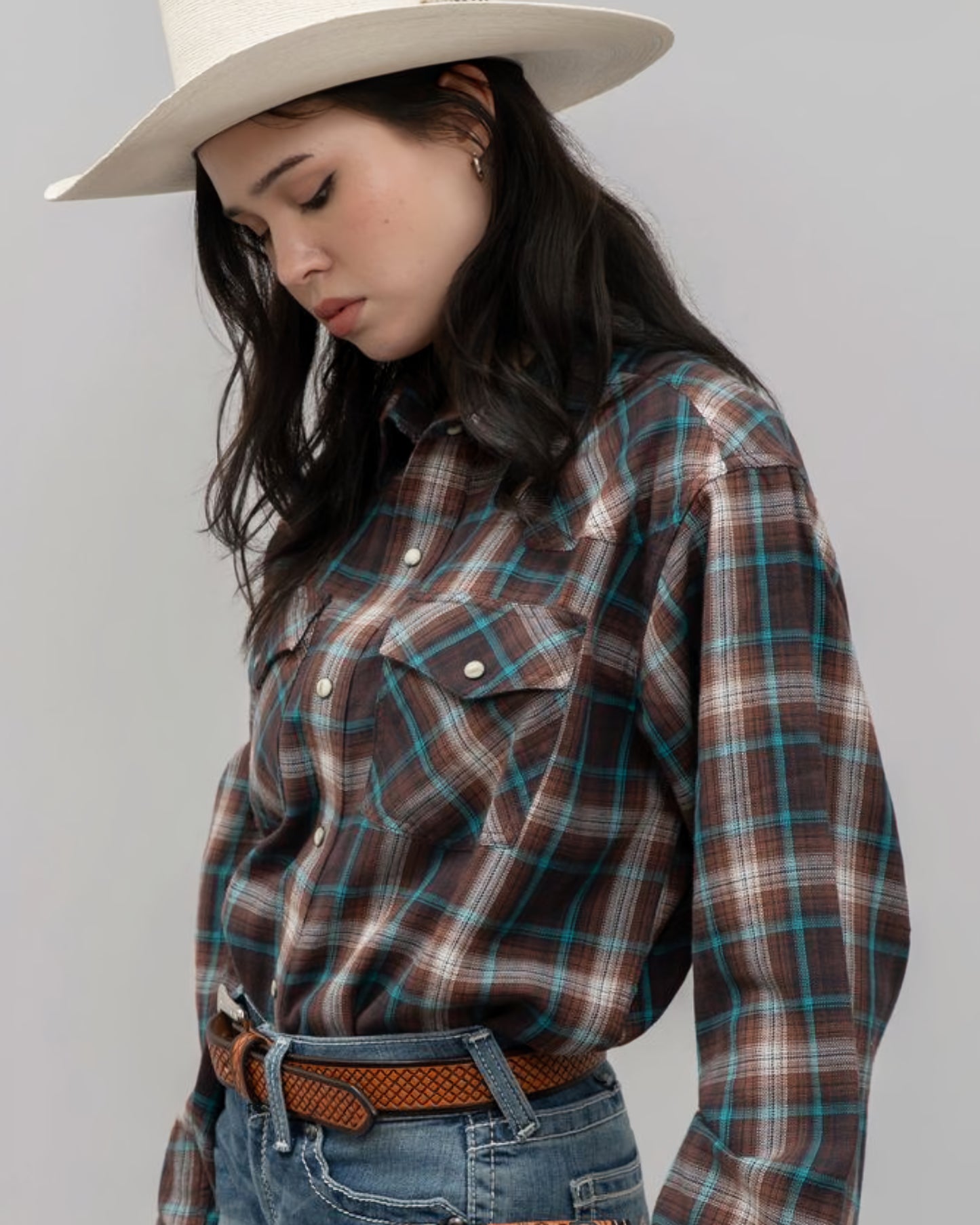 Outback King | Honey Don't Shirt | Brown/Turquoise Check