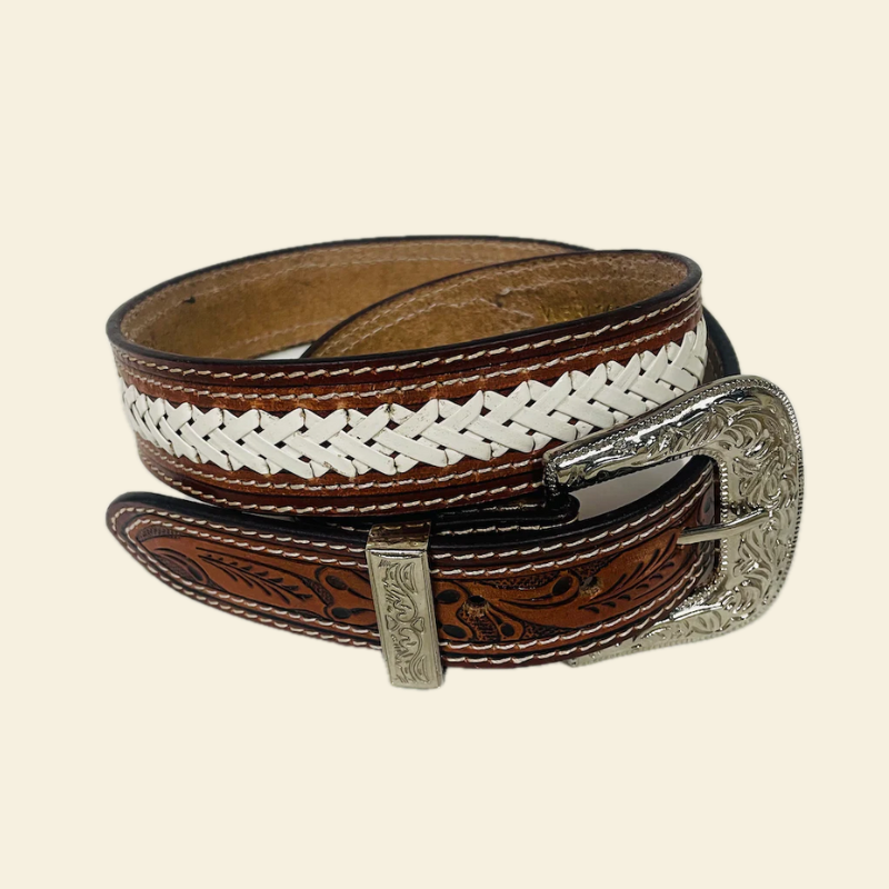 Outback King | Premium Western Belt | White Braid