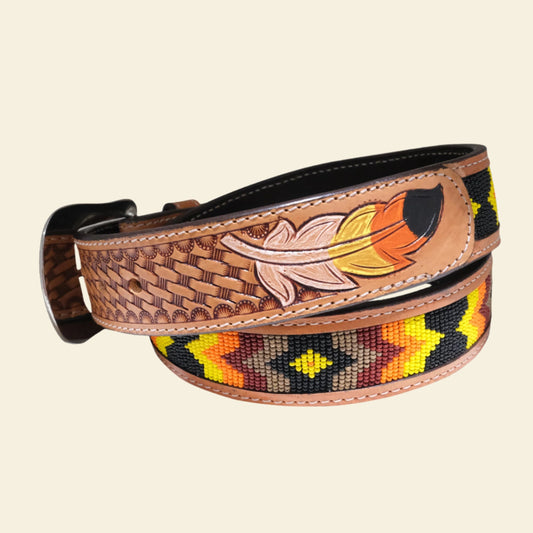 Outback King | Feather Beaded Western Belt