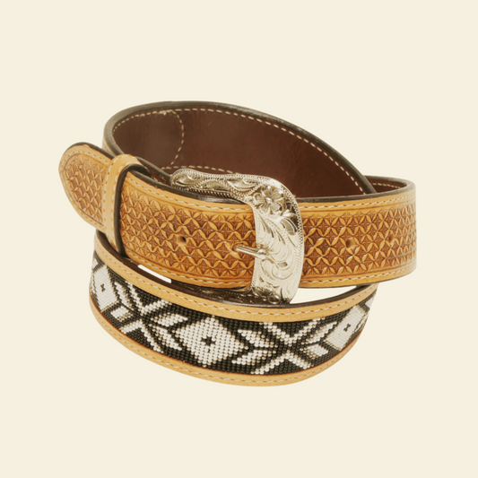 Outback King | Black & White Beaded Western Belt